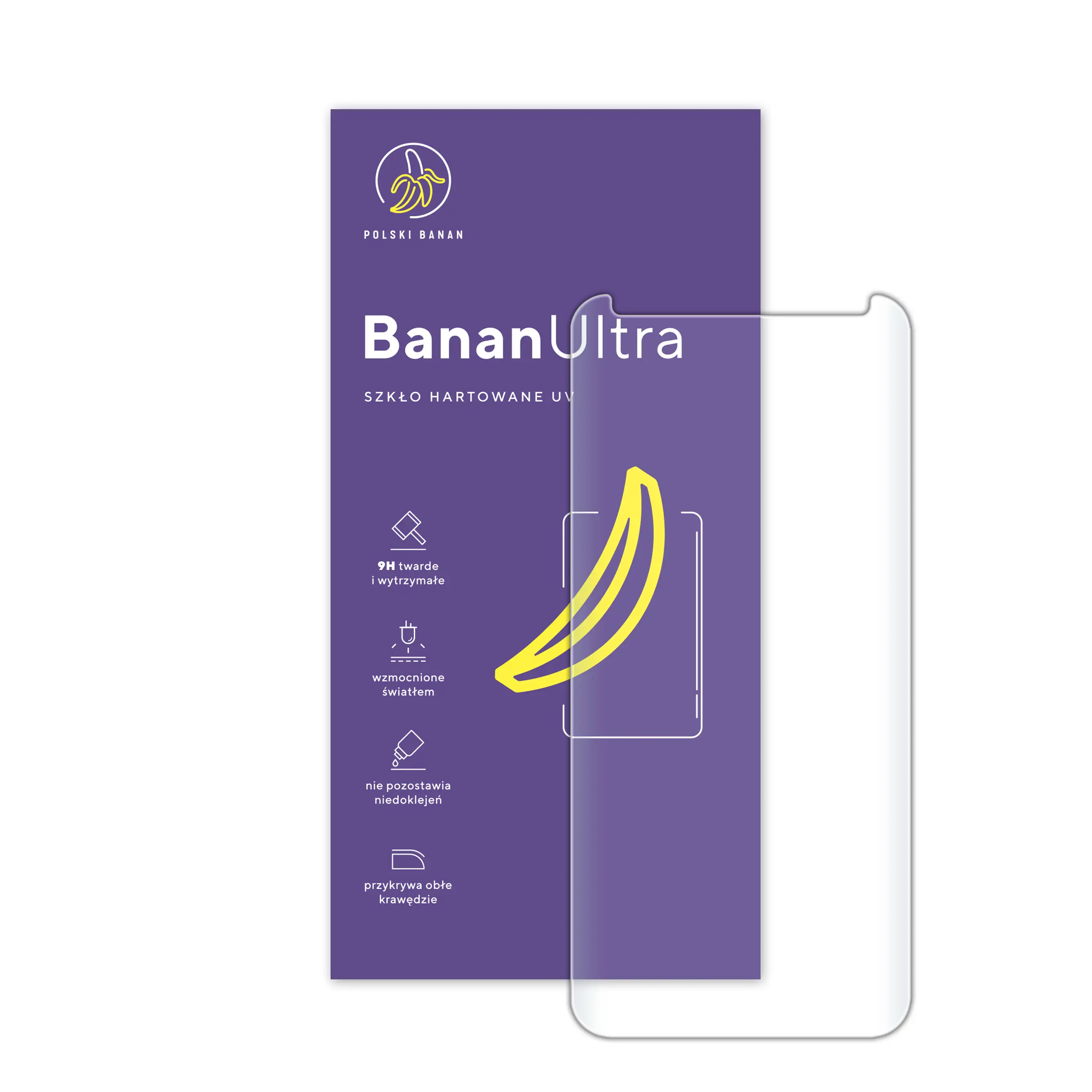 Zawartość zestawu szkła hartowanego UV Polski Banan BananUltra do telefonu Samsung Galaxy S9 Plus